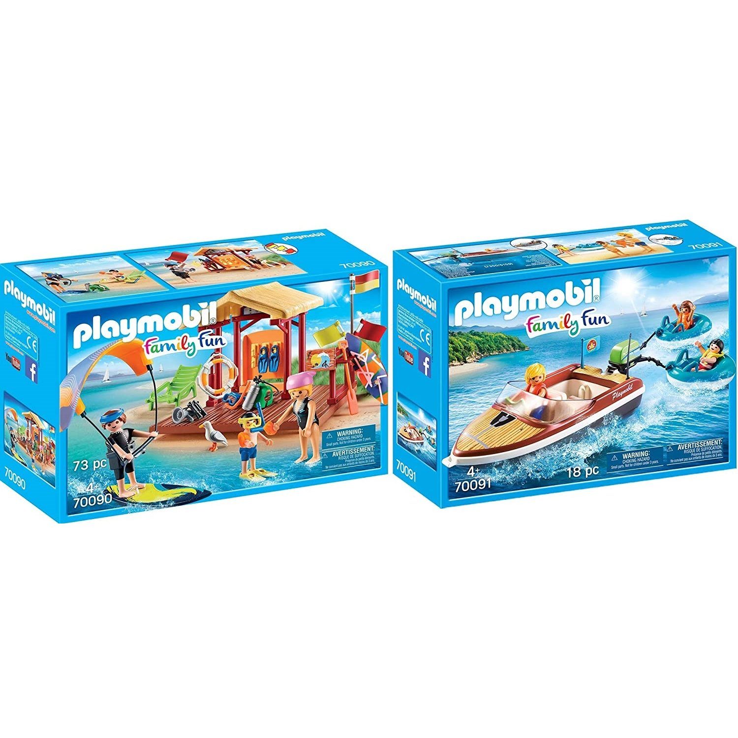 Playmobil® Spielbausteine »70090 70091 Family Fun 2er Set  Wassersport-Schule + Sportboot«