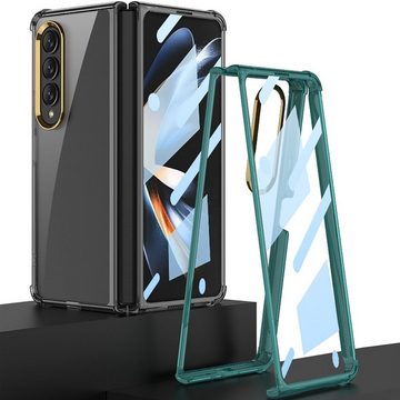 Wigento Handyhülle Für Samsung Galaxy Z Fold4 5G 360 Grad Schock Vollschutz Cover Handy Tasche Hülle Etuis Grün