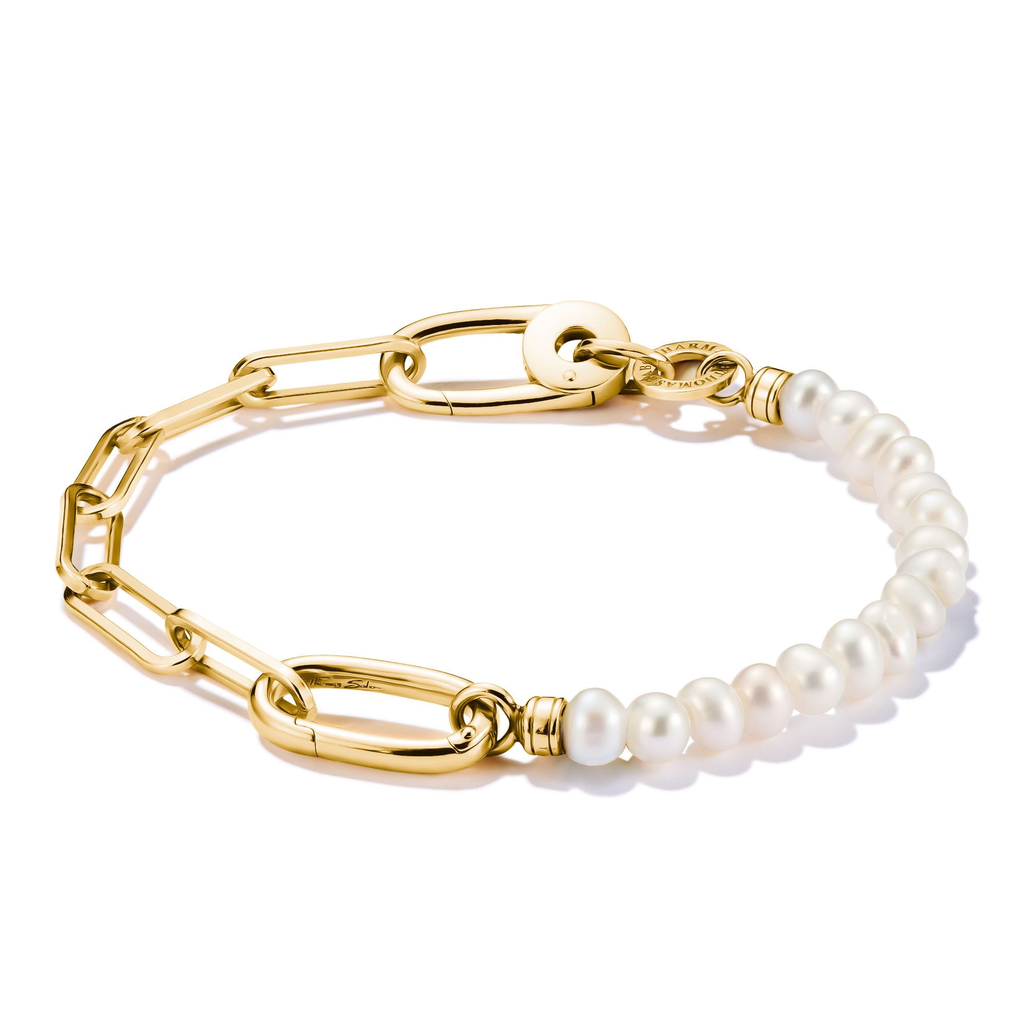 THOMAS SABO Charm-Armband Charm Club Connect: Perlen und Paperclip mit einem Connect Link, mit Süßwasserzuchtperle