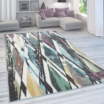 Teppich Petit 485, Paco Home, rechteckig, Höhe: 13 mm, Kurzflor, modernes Rauten Design, Pastell-Farben