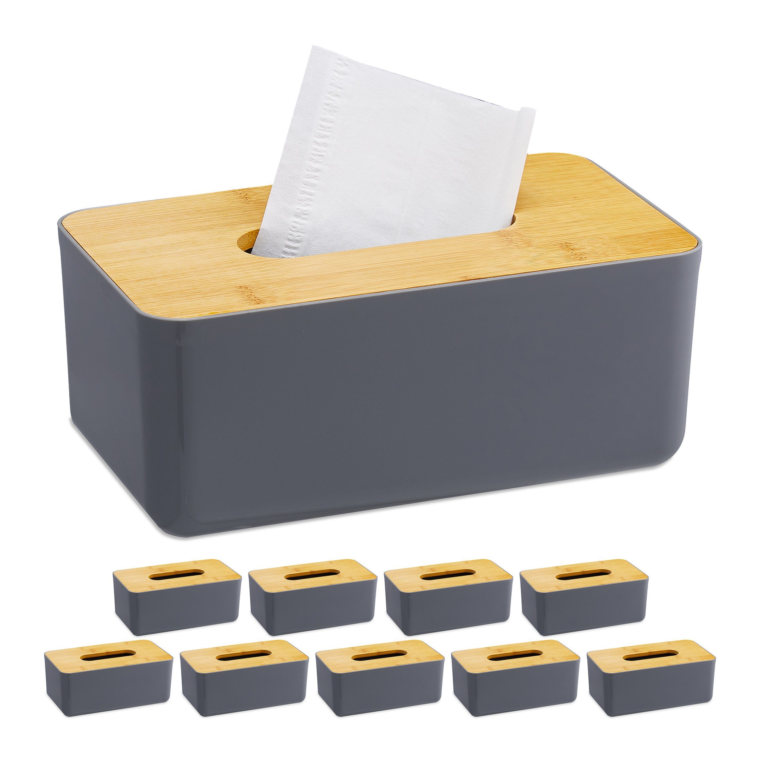 Badorganizer 10 x Taschentuchbox mit Bambusdeckel