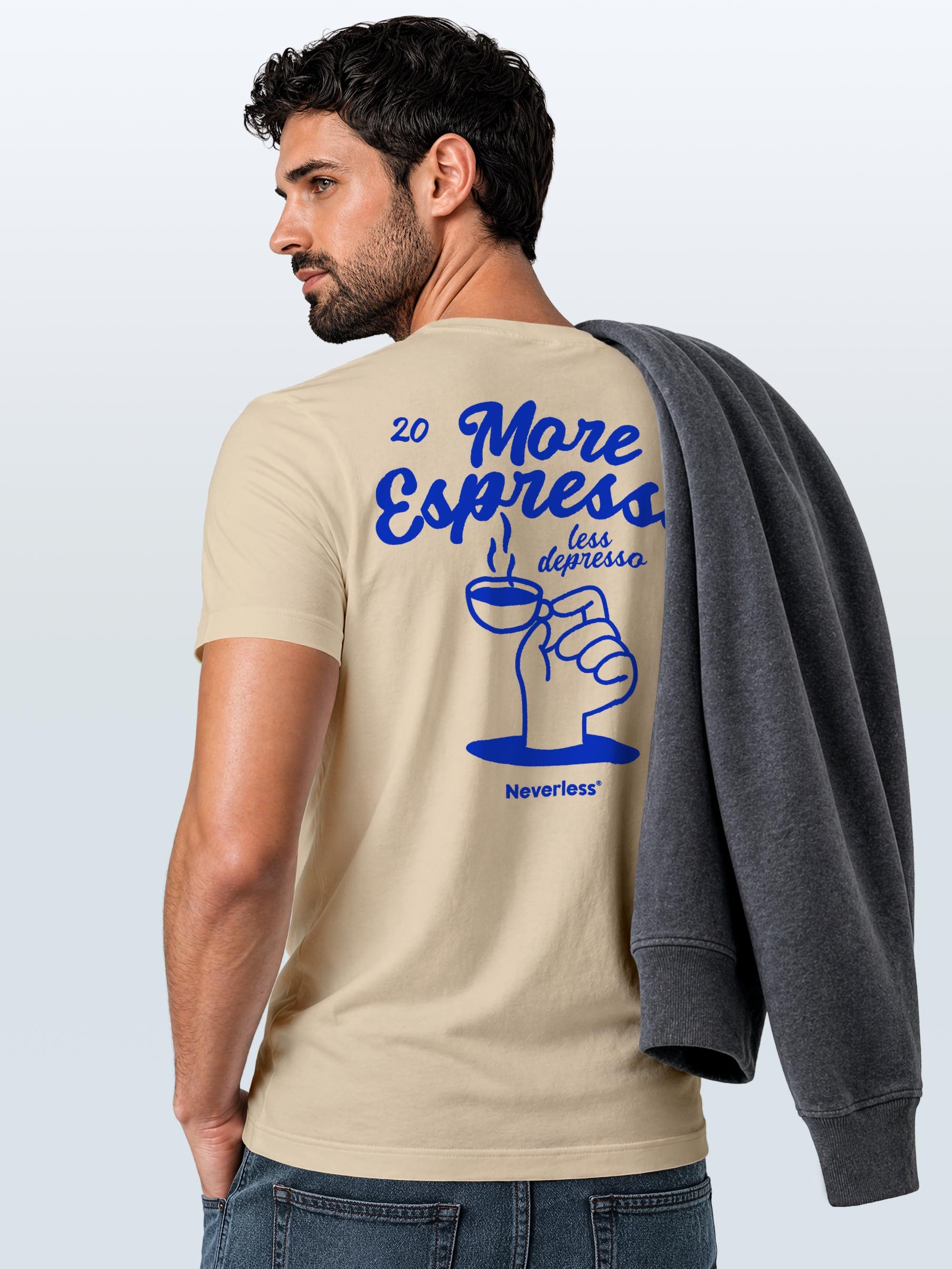 Neverless Print-Shirt Herren T-Shirt Backprint More Espresso Kaffeeliebhaber Grafikshirt mit Print – Bild 5 von 5
