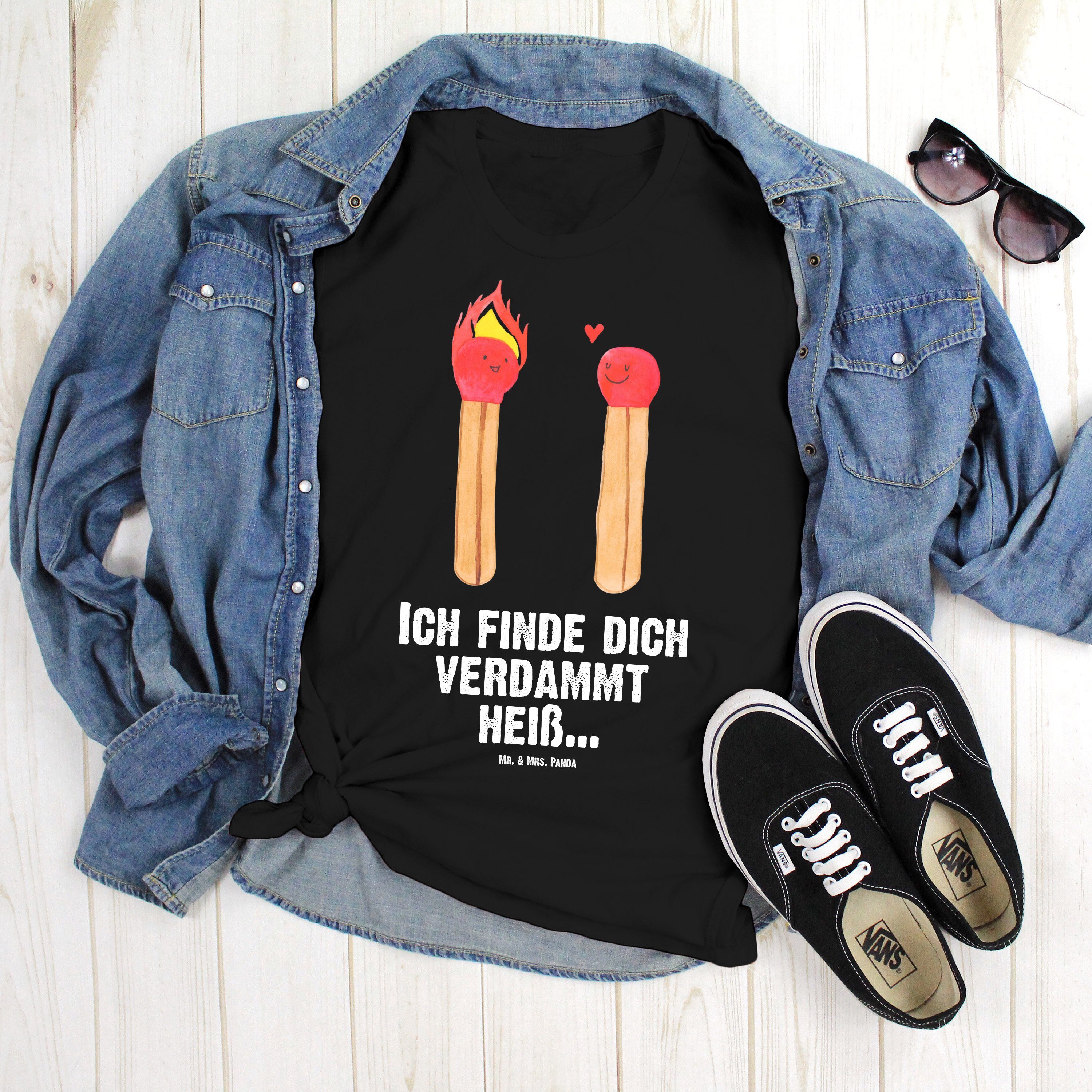 Mr. & Mrs. Panda T-Shirt Streichhölzer, T-Shirt, Schwarz, große Größen T-Sh günstig online kaufen