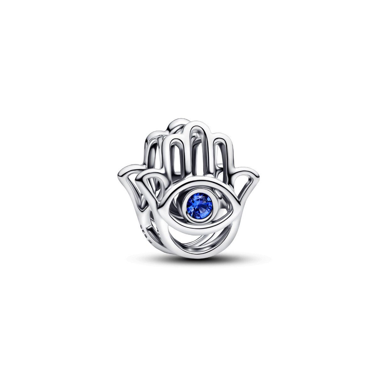 Pandora Charm-Einhänger Pandora Charm Hand der Fatima Kristall Blau Sterling-Silber 794062C01