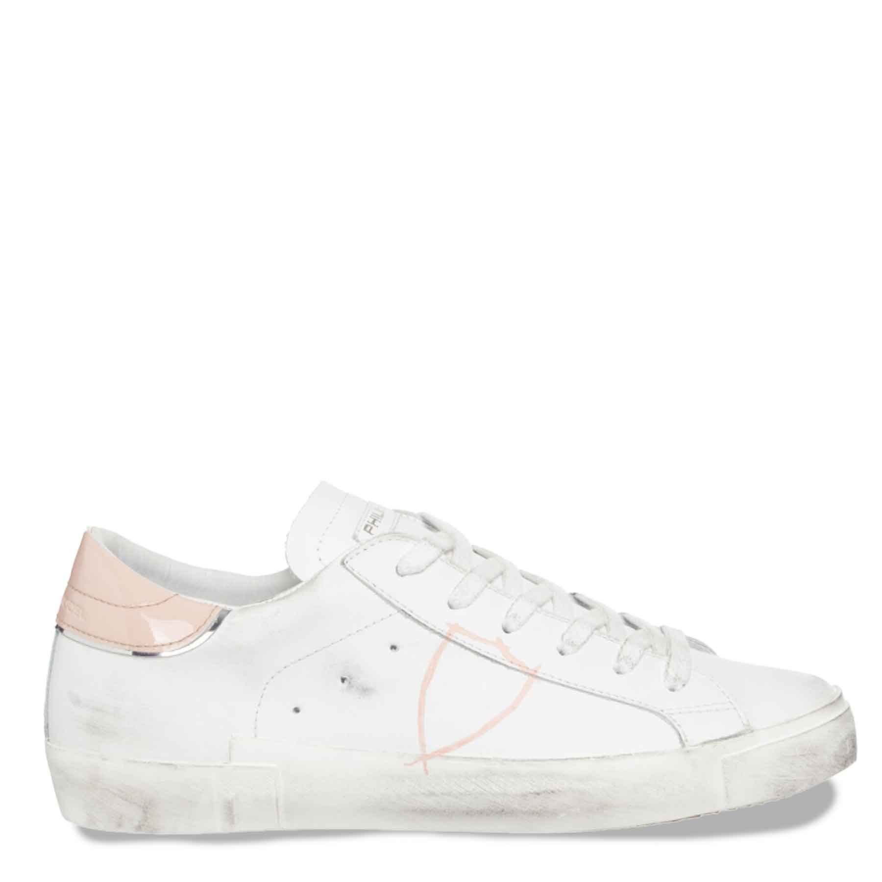 PHILIPPE MODEL Sneaker PRSX LOW Veau Peint Blanc Rose VJ01 Sneaker