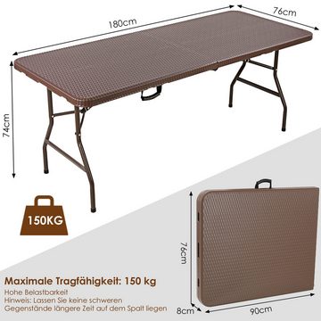 TLGREEN Campingtisch, Buffettisch Klappbar, 180,5x75,5x73 cm Gartentisch Klapptisch Braun