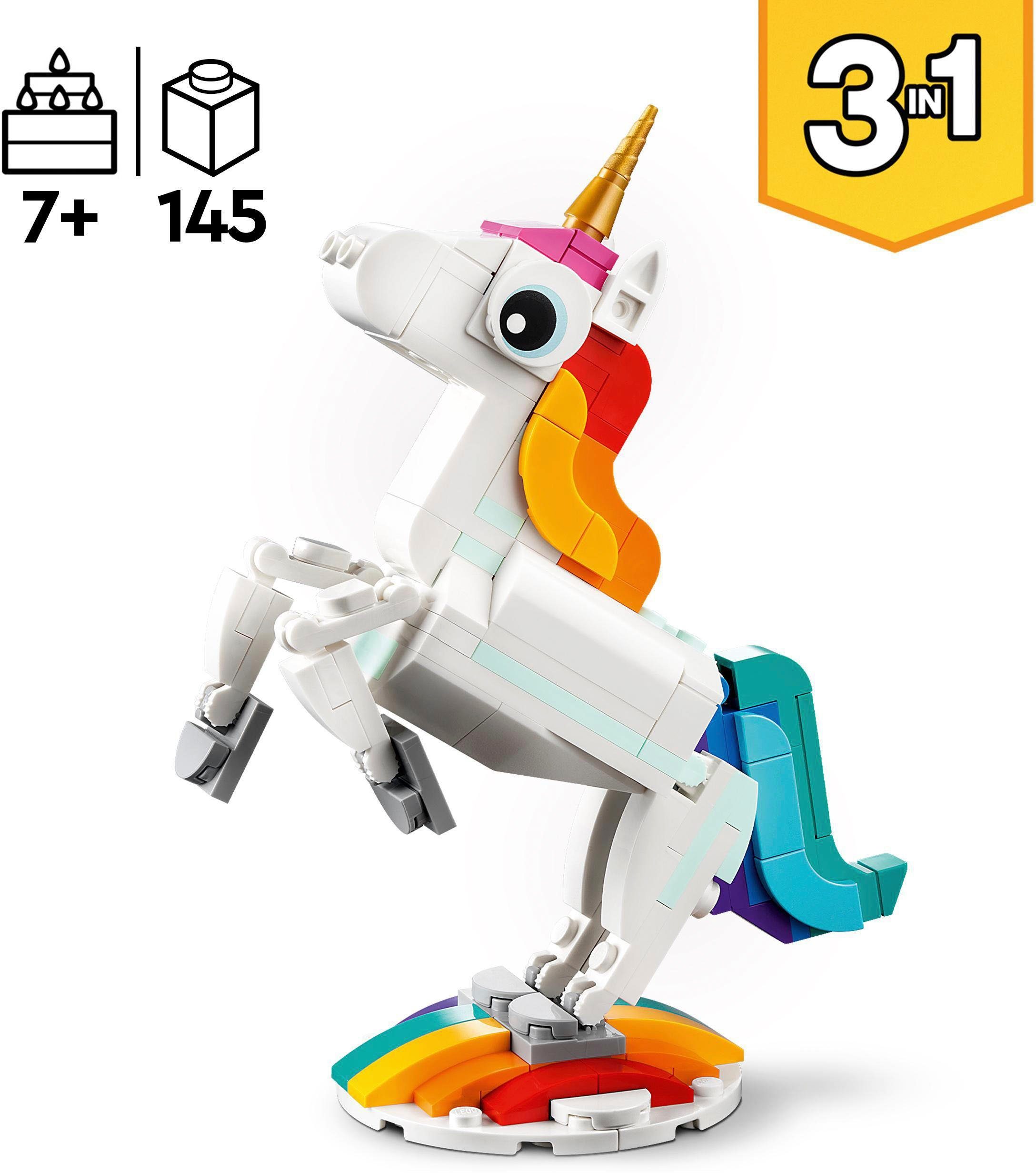 LEGO® Magisches Einhorn (31140), LEGO® Creator 3in1 Konstruktionsspielsteine, (145 St)