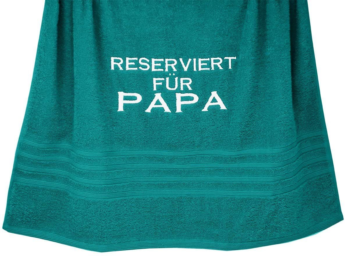 Lashuma Reserviert Duschtuch (1-St), 70x140 Robustes Frottee Grün Nautic für Papa, cm Frotteetuch Bestickt, Badetuch