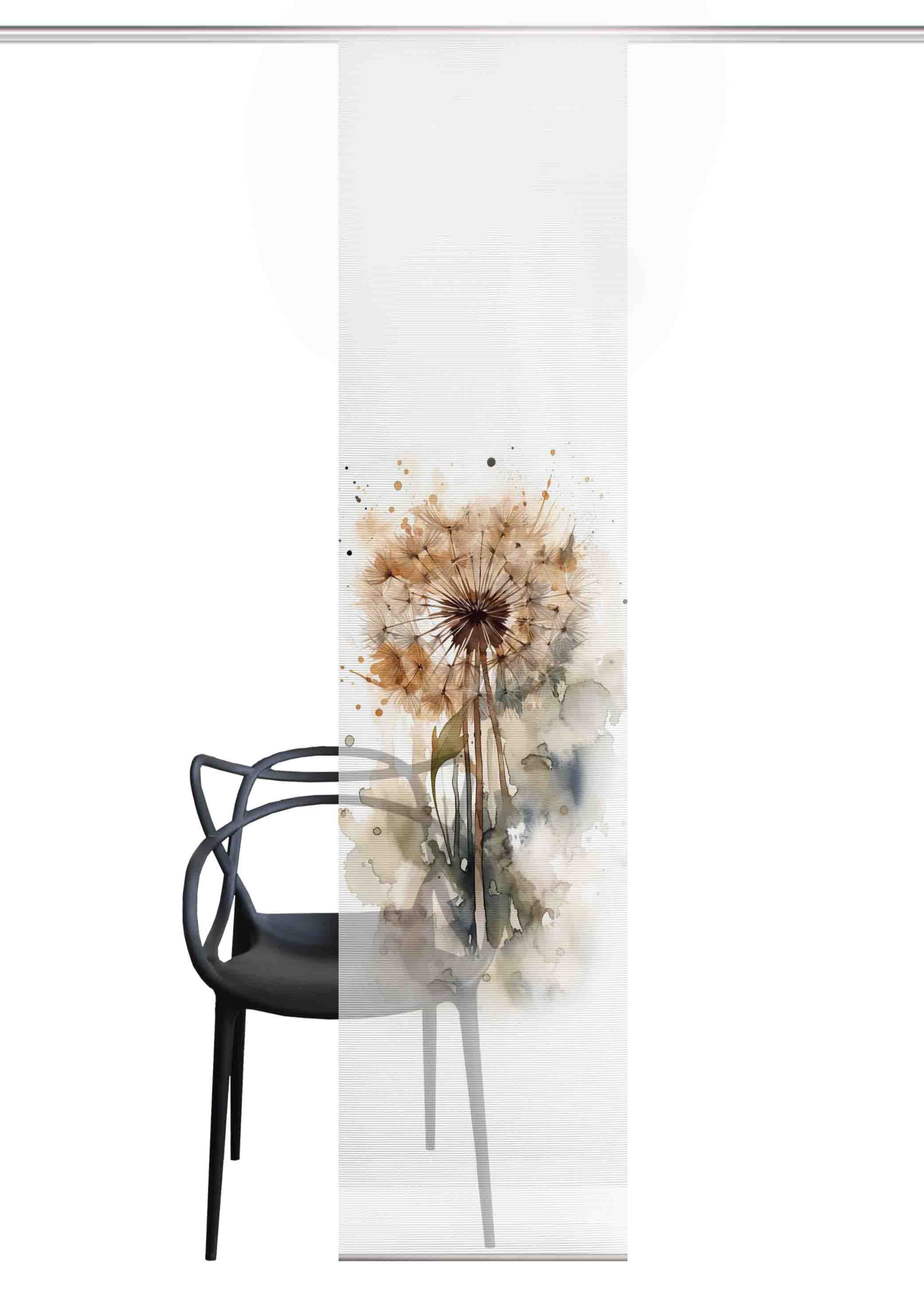 HOME WOHNIDEEN Schiebegardine HIG Schiebegardine AMARANDE, recycelt, Blume auf Bambusoptik 245x60 (1 St), Paneelwagen, halbtransparent, 91% Polyester (recycelt), 9% Polyester