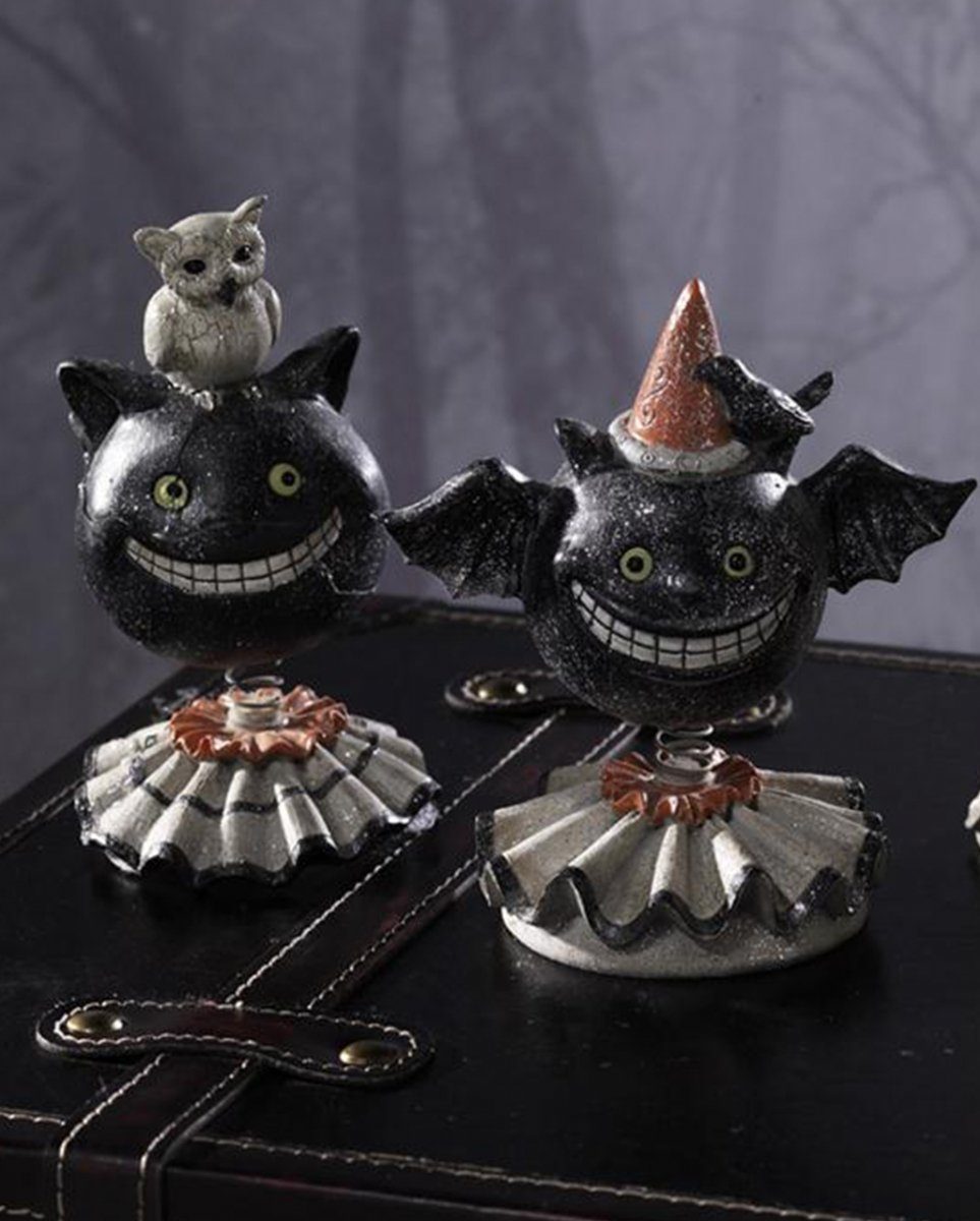 Bobble 1 Horror-Shop Katze - mit Eule Dekofigur Halloween Head Dekofigur