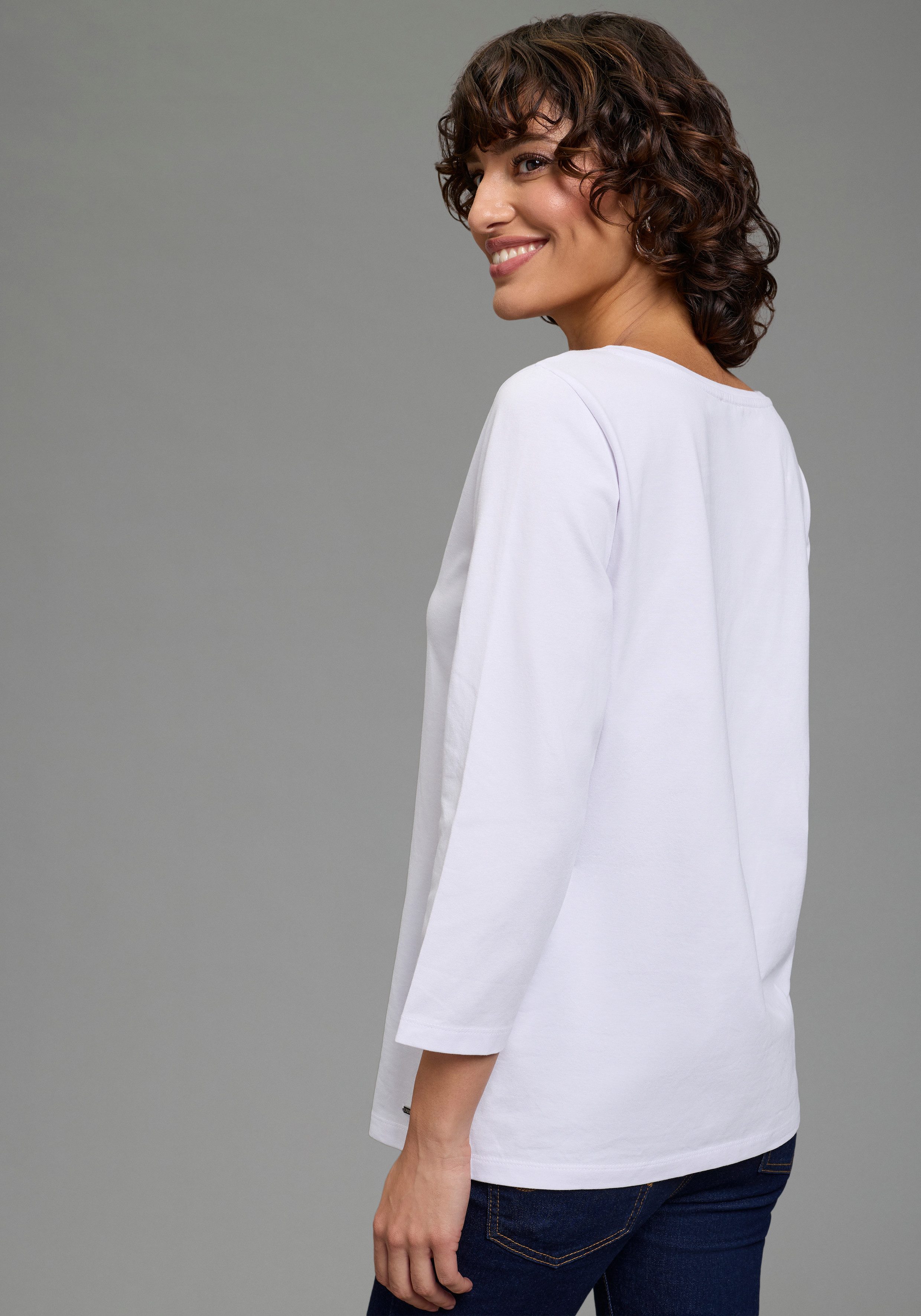Laura Scott 3/4-Arm-Shirt Basic-Stil, 3/4-Ärmellänge, U-Boot-Ausschnitt, ohne Tasche
