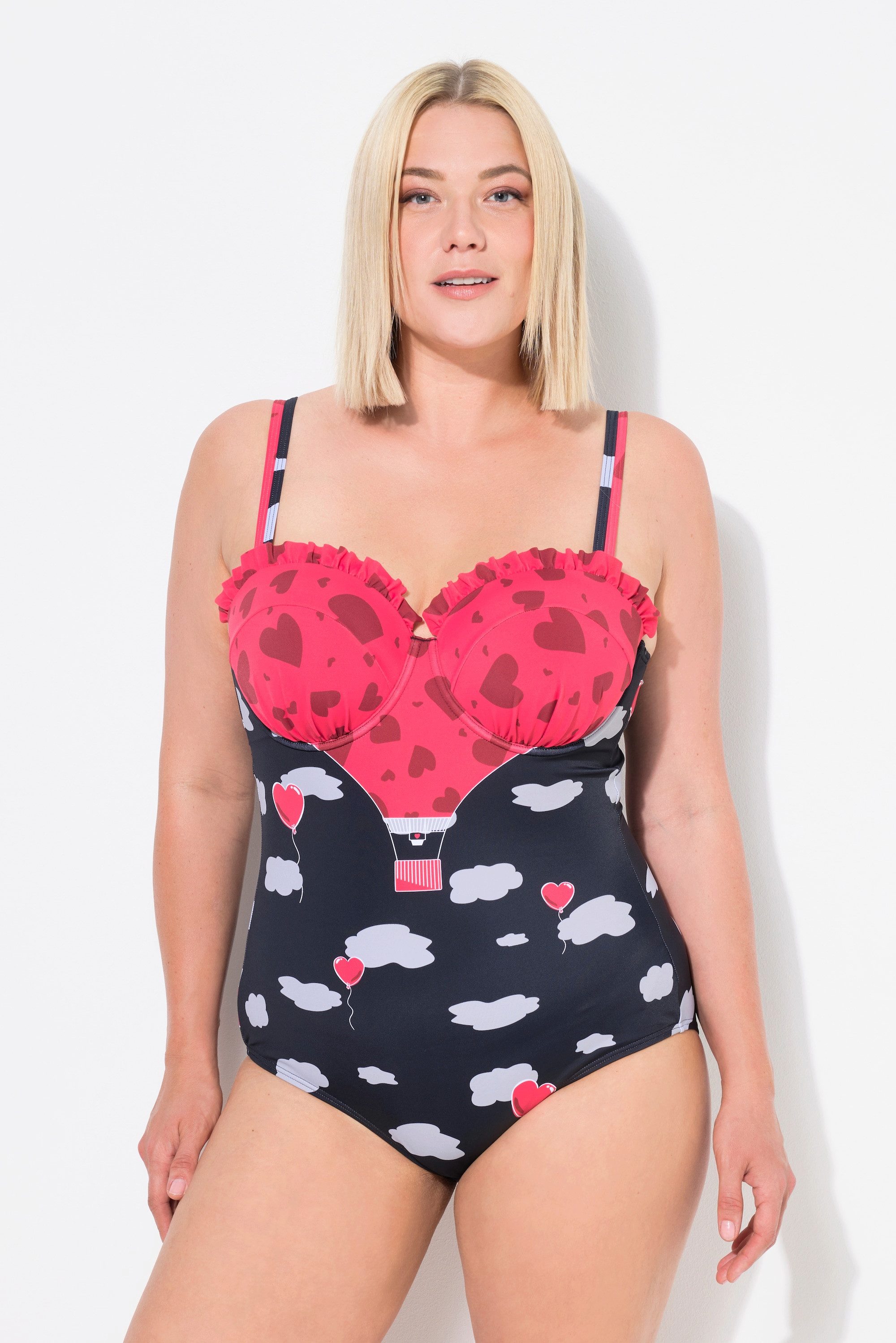 Ulla Popken Badeanzug Badeanzug Herzen Rüschen günstig online kaufen