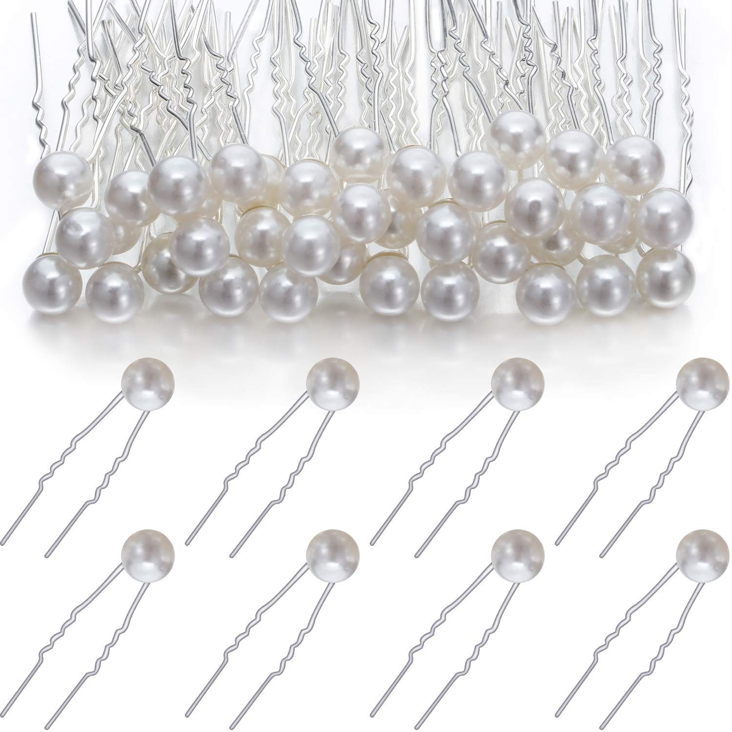 Zaewry Haarspange 40 Stück Haarnadeln mit Perlen, U-Förmige Haarschmuck Braut, 40-tlg., Haarschmuck für Frauen und Mädchen