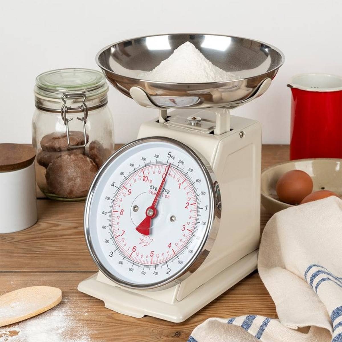 Rex London Küchenwaage Mechanische Küchenwaage mit Edelstahlschüssel für Backen & Kochen