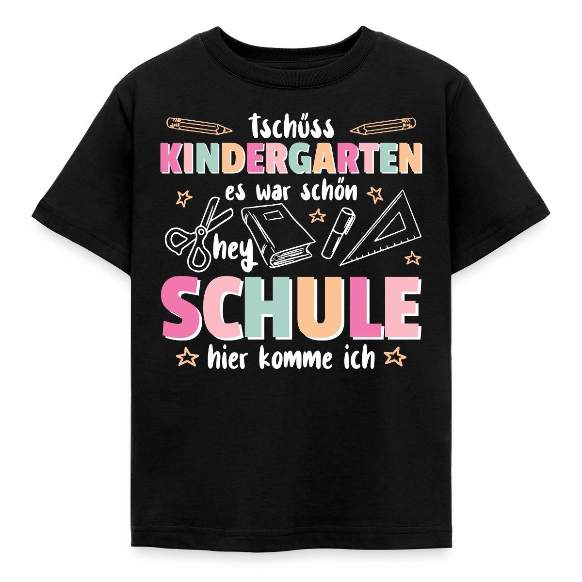 Spreadshirt T-Shirt Tschüss Kindergarten Hey Schule Pastell Kinder T-Shirt (1-tlg) Fällt klein aus. Wir empfehlen, eine Größe größer zu bestellen.