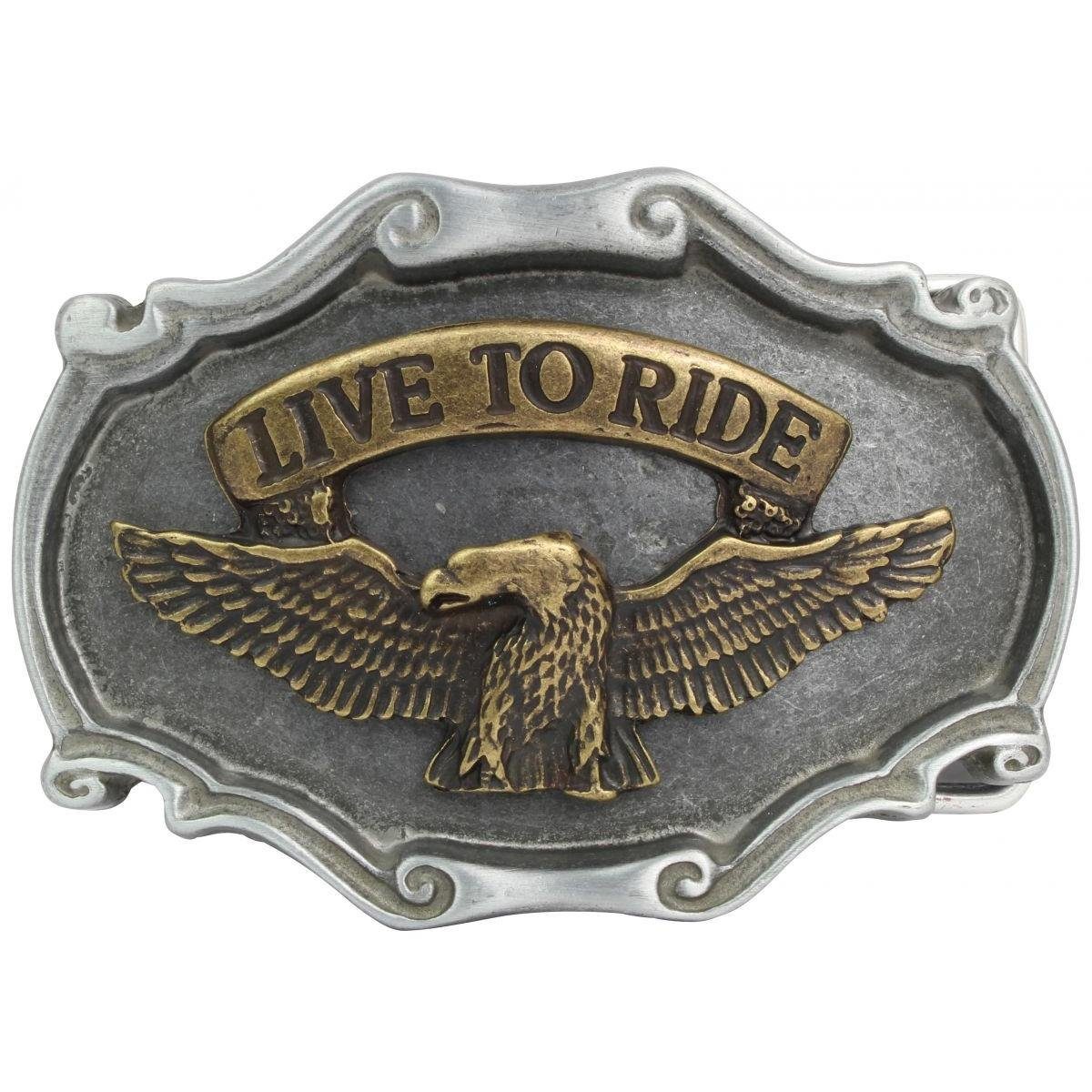 BELTINGER Gürtelschnalle Adler Live to Ride 4,0 cm - Buckle Wechselschließe Gürtelschließe 40mm (1-St)