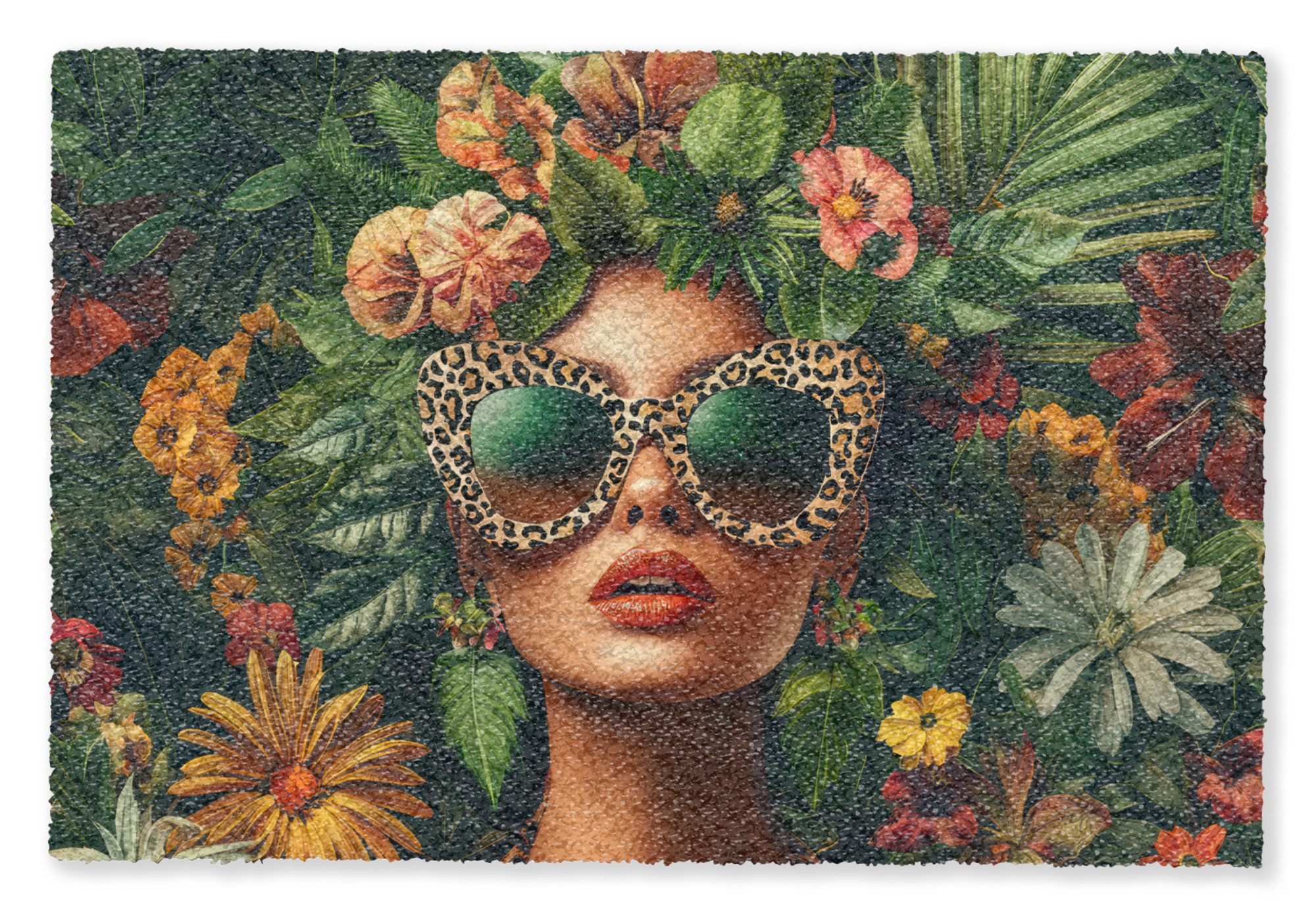 MuchoWow Fußmatte Frau - Pantherdruck - Dschungel - Natur - Luxus, Rechteckig, innen Schmutzfangmatte, Tür, Schmutzfänger Flur, Teppich 60x40 cm