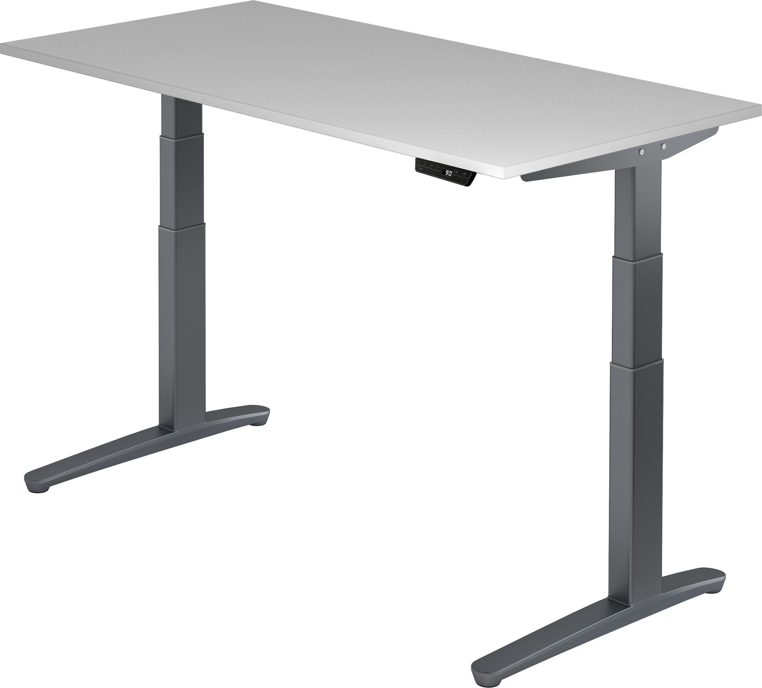 bümö Schreibtisch Schreibtisch elektrisch XBHM, Rechteck: 160 x 80 cm - Dekor: Grau - Gestell: Graphit