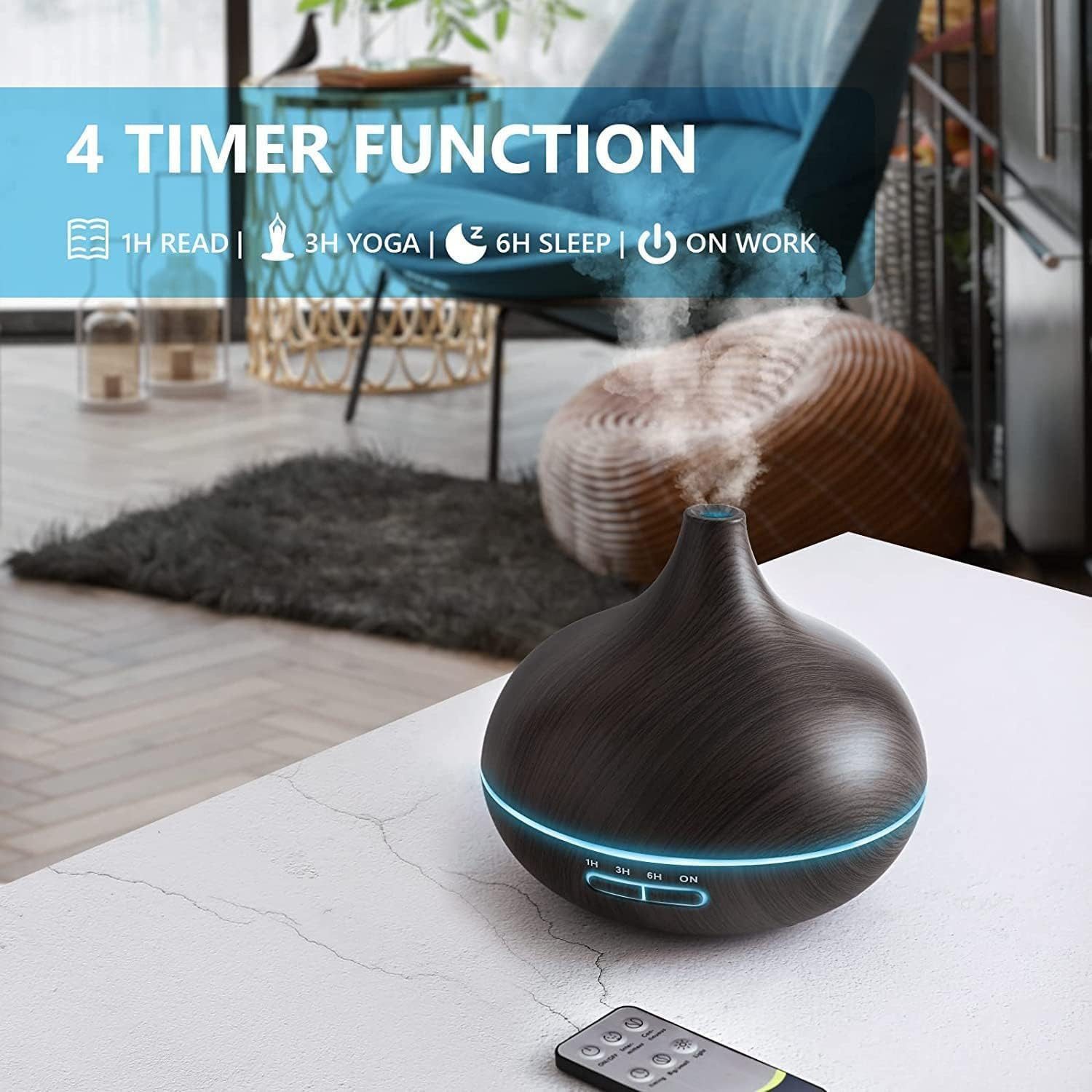 Toomoke Diffuser Aroma Diffuser, 550ml, Aroma Ultraschall-Vernebler Luftbefeuchter, 550 l Wassertank, Aroma sparsamen Ultraschall-Vernebler in kleine Duftspender verwandeln
