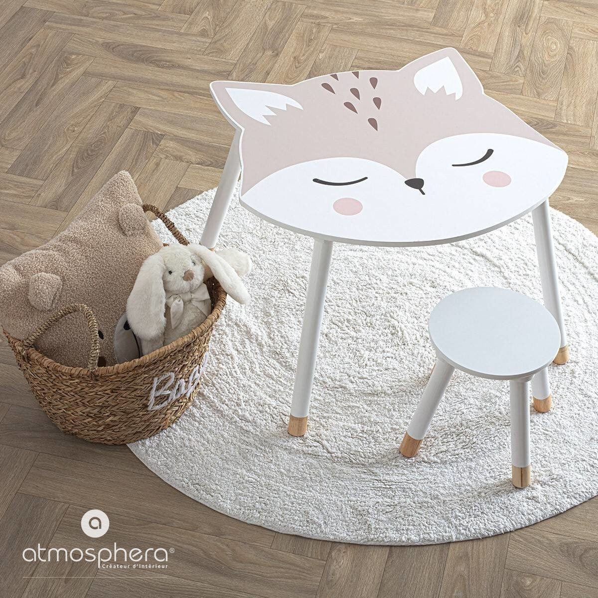 Atmosphera Créateur d'intérieur Kindertisch Kindertisch FUCHS, mit Beinen aus Kiefernholz, 43 cm (funktional), keine