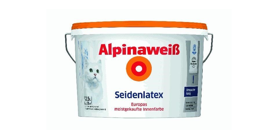 Alpina Wandfarbe Alpina Seidenlatex Alpinaweiß 2,5 L seidenglänzend