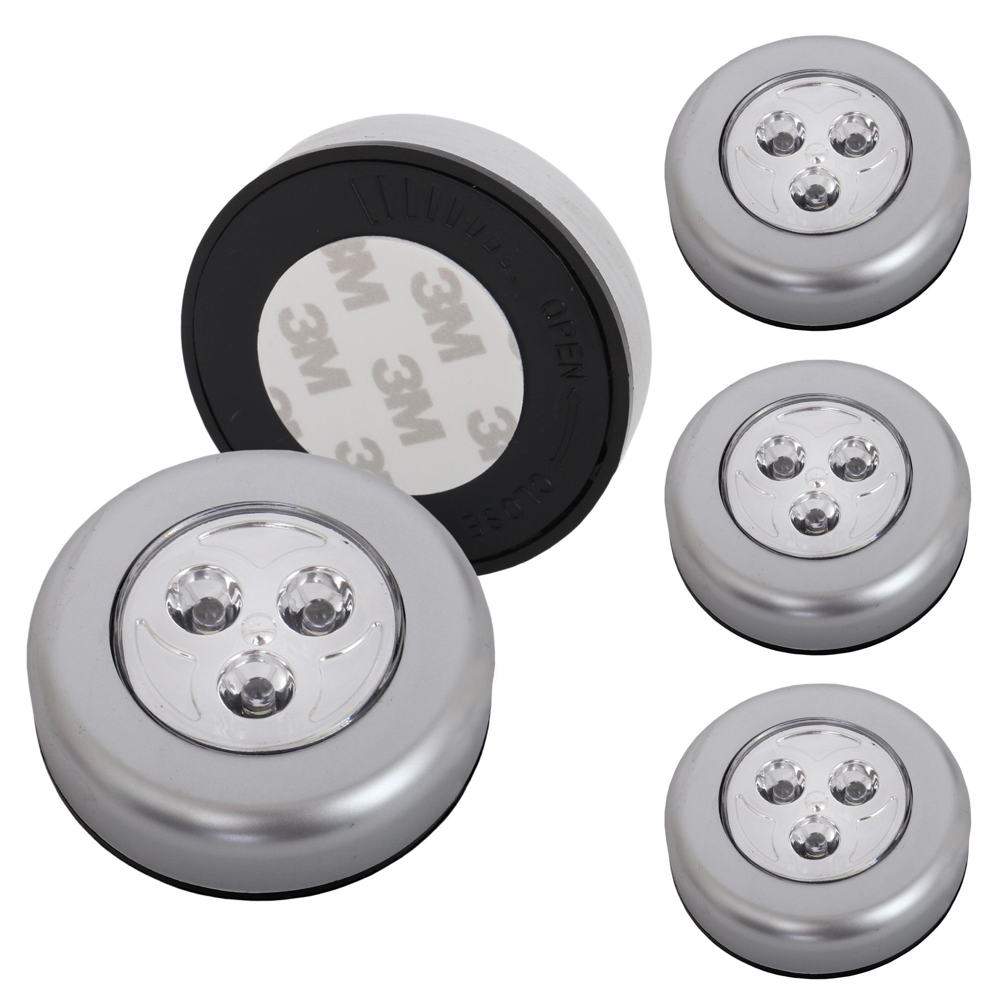 Briloner Leuchten LED Unterbauleuchte LED Push Light, titanfarbig, 5er-Set, je 3xLED, LED fest integriert – Bild 3 von 5
