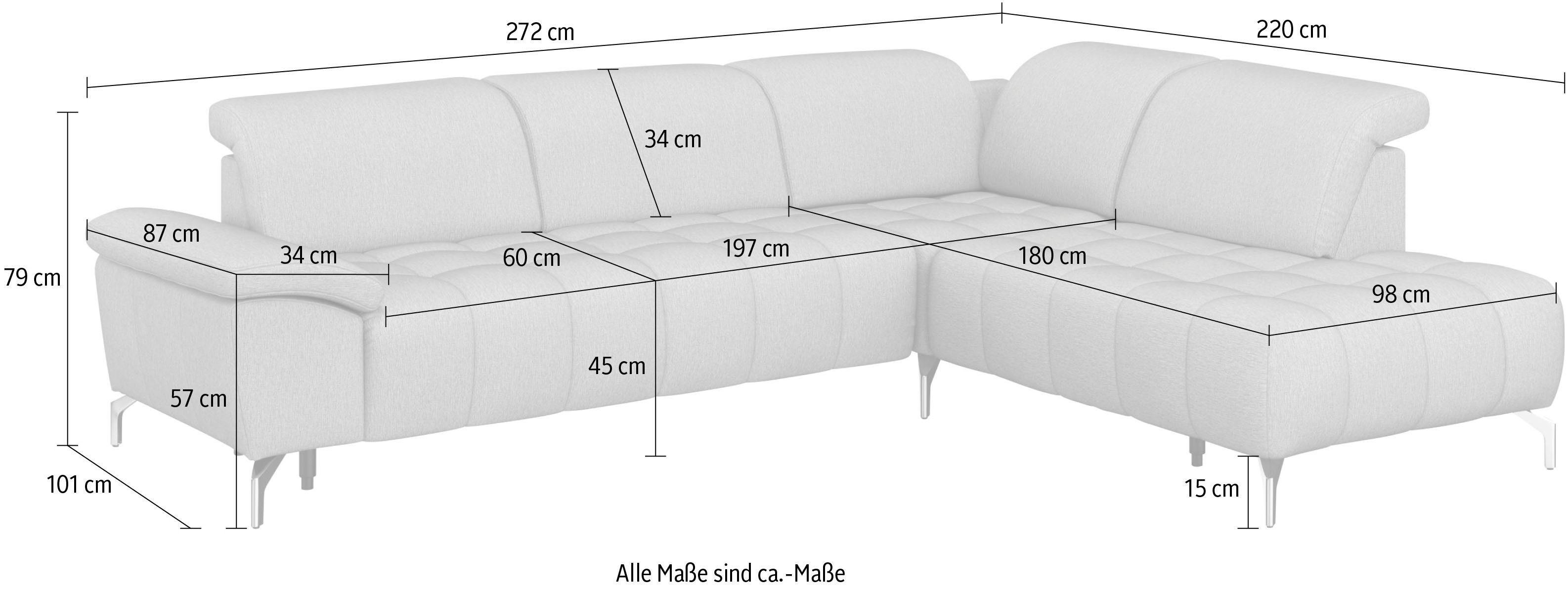 Ecksofa mit sit&more Cool, wahlweise motorisch und Vorziehsitz, Kopfteilverstellung