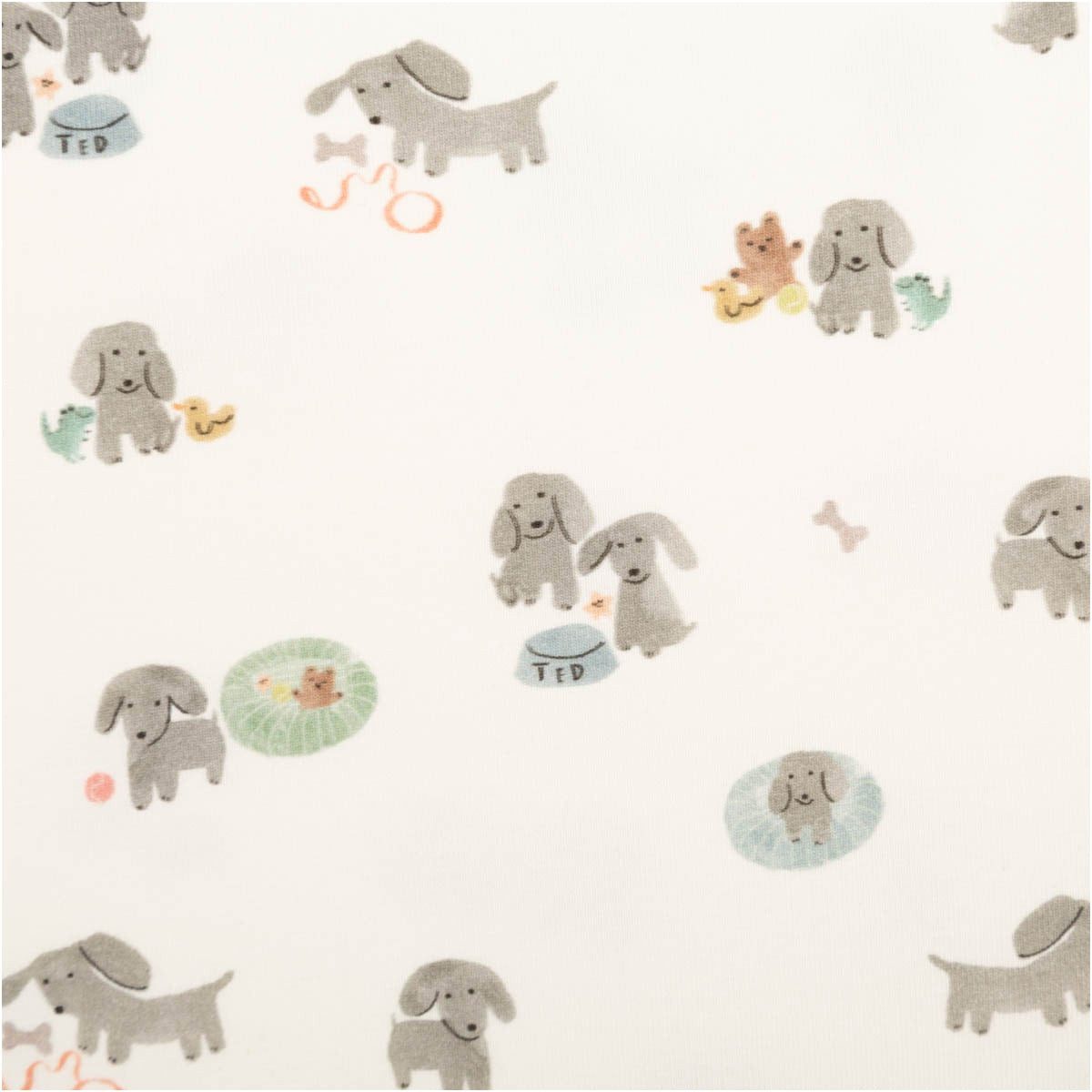 SCHÖNER LEBEN. Stoff Bio Jersey Hunde Digitaldruck ecru grau Baumwolljersey, 1,48 m, allergikergeeignet