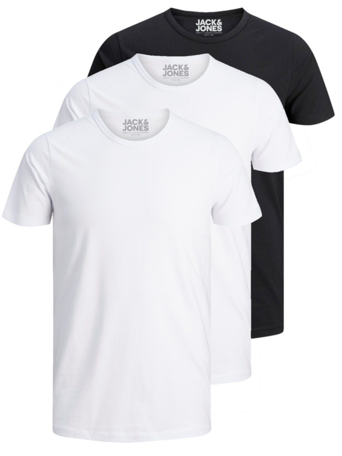 Jack & Jones T-Shirt Basic O-Neck (3-tlg., 3er Pack) etwas länger geschnitten, nicht zu kurz