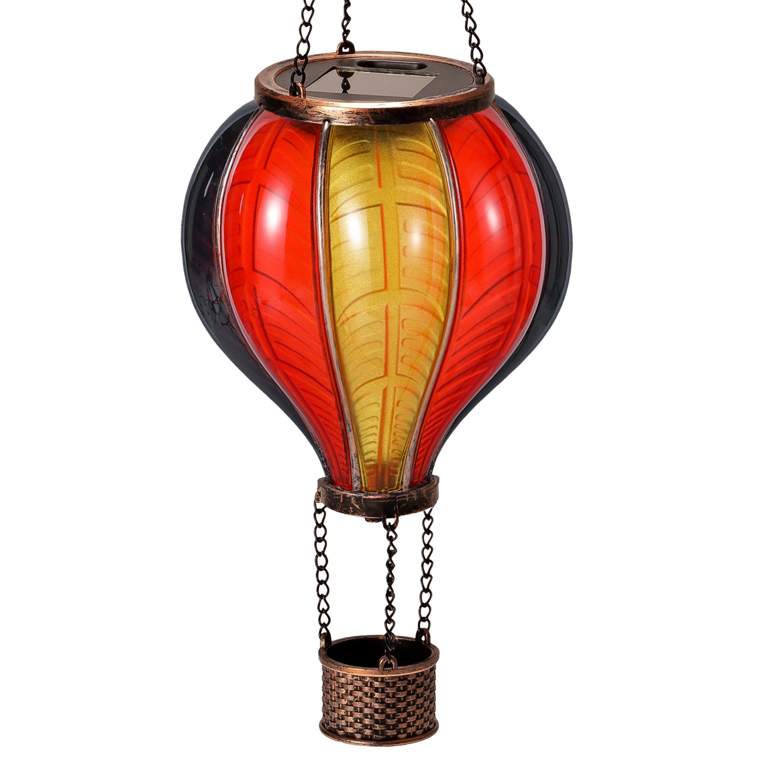 IC Gardenworld LED Solarleuchte LED Solar Heißluftballon mit Flammeneffekt Beleuchtung zum Aufhängen, LED fest integriert, warm-weiß mit Flammeneffekt, 20 warm-weiße Lichter