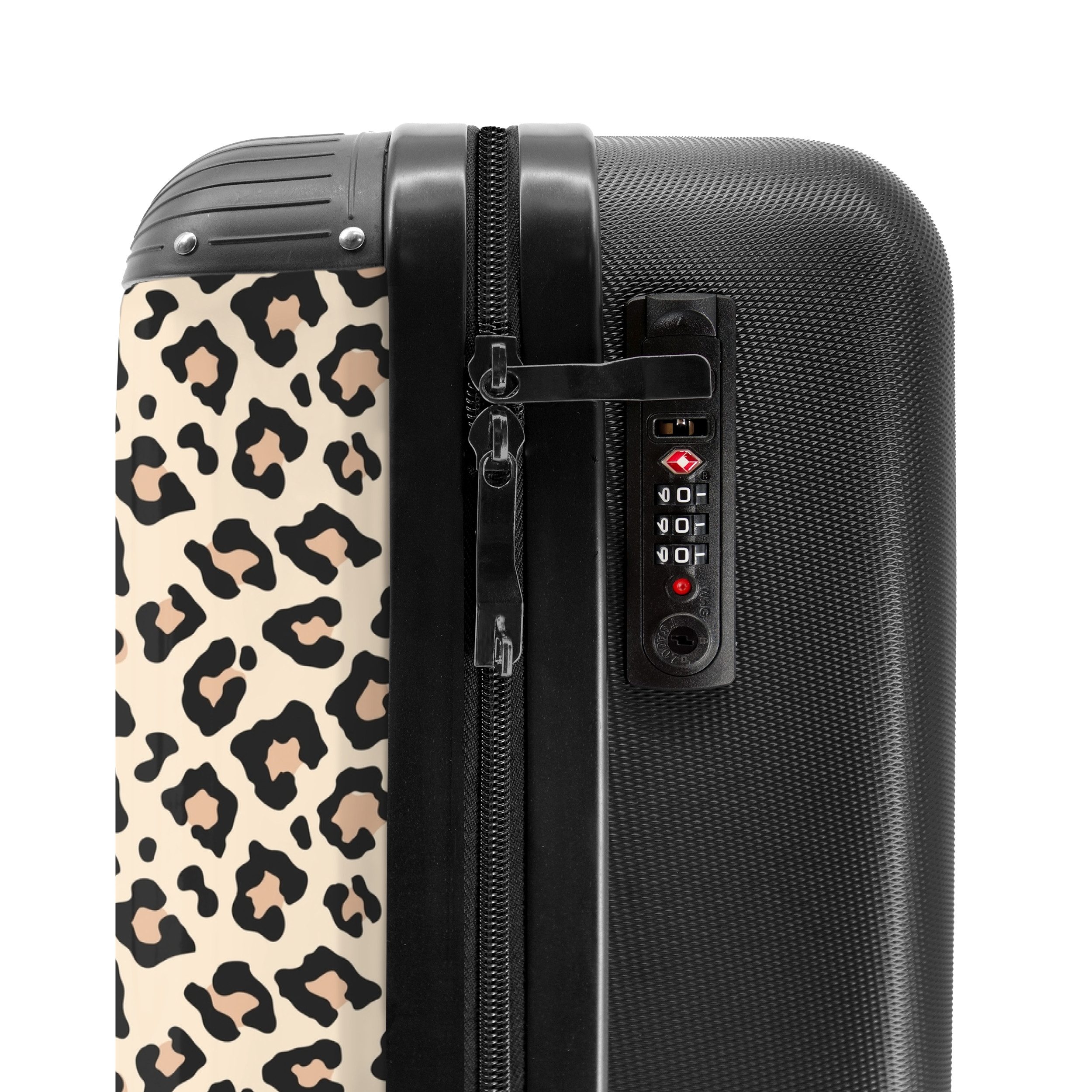 NoBoringSuitcases.com© Hartschalen-Trolley Beigefarbenes Leopardenfleckenmuster 55x35x20cm, 4 Rollen, Reisetasche mit Rollen, Koffer Handgepäck Flugzeug