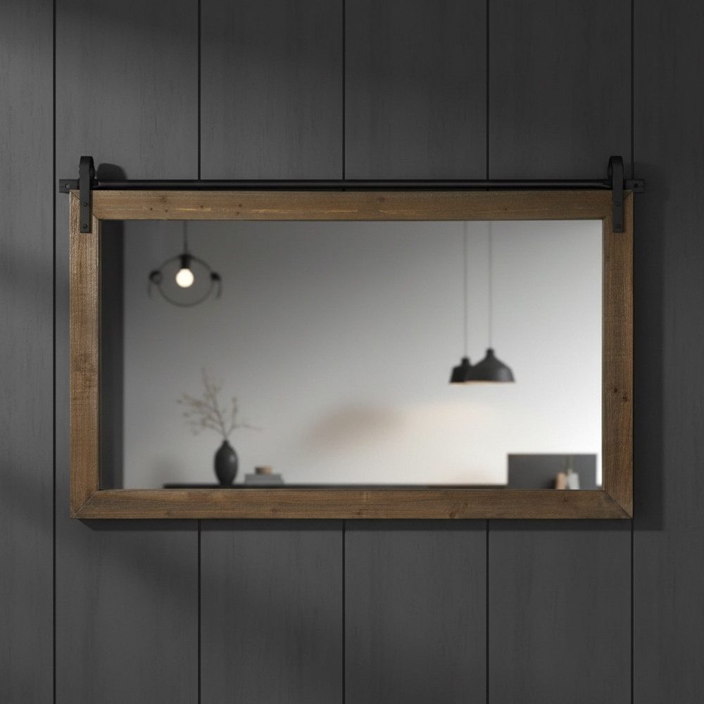 Feel2Home Wandspiegel Spiegel Wandpiegel Holzrahmen rollbar braun 86x71cm R günstig online kaufen