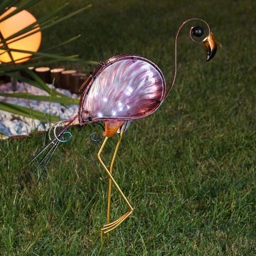 MARELIDA LED Dekoobjekt LED Solar Gartenfigur Flamingo 10 kaltweiße LED 48cm Lichtsensor rosa, kaltweiss (5300K bis 6000K)