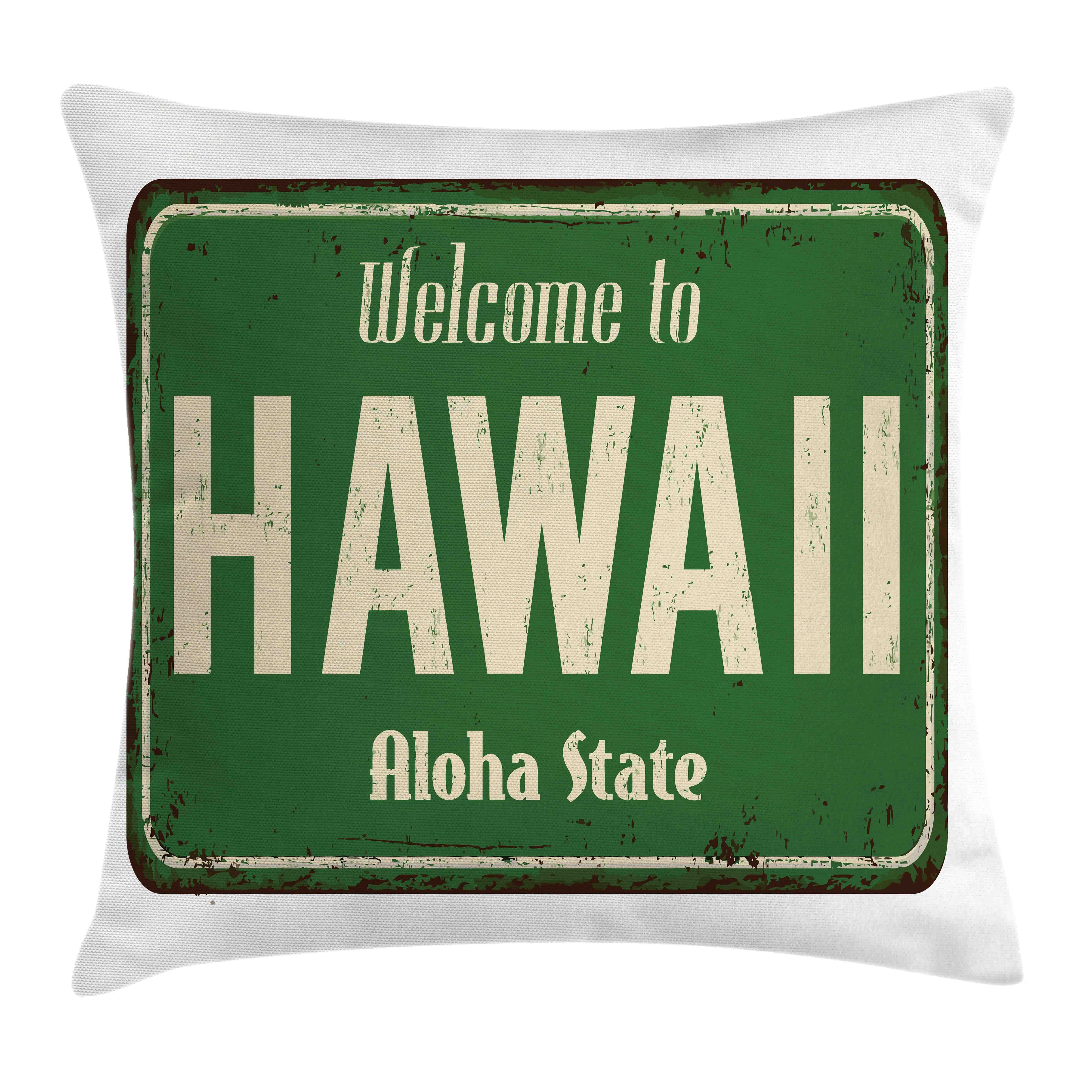Hawaii Waschbar Willkommen Druck, mit Stück), mit (1 Reißverschluss Beidseitiger Aloha auf Kissenhülle Abakuhaus Farben Weinlese Farbfesten Klaren Kissenbezüge