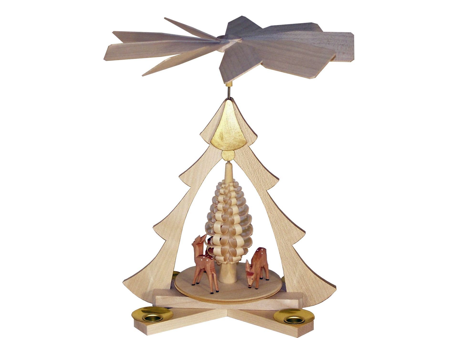 Weihnachtspyramide Tischpyramide Rehe natur BxHxt 21x26x22,5cm NEU