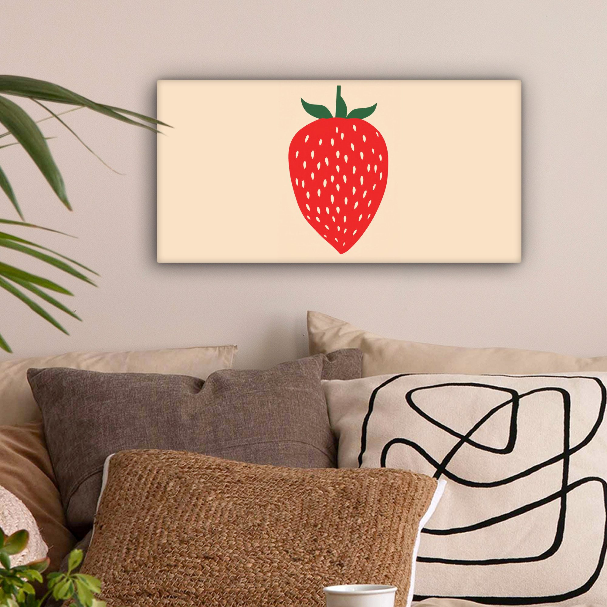OneMillionCanvasses® Leinwandbild Panorama Erdbeere - Rot günstig online kaufen