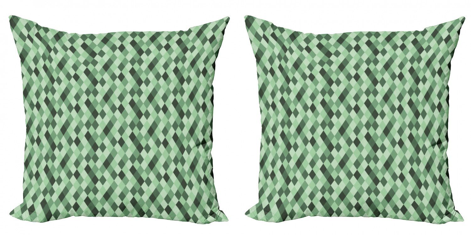 Kissenbezüge Modern Accent Doppelseitiger Digitaldruck, Abakuhaus (2 Stück), geometrische Rhombus Grüner Hues Argyle