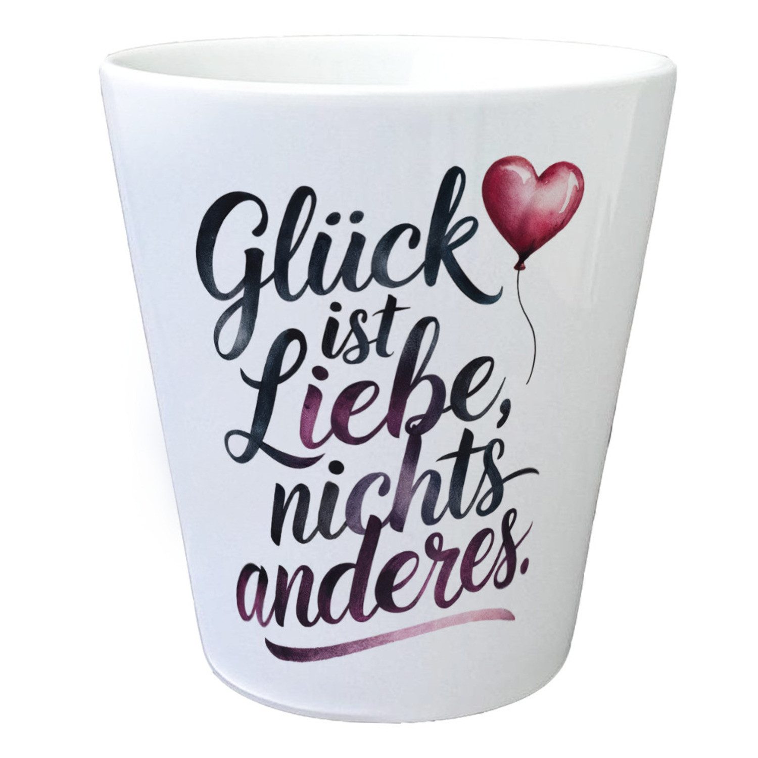 Blumentopf Glück ist Liebe Blumentopf Herz Luftballon