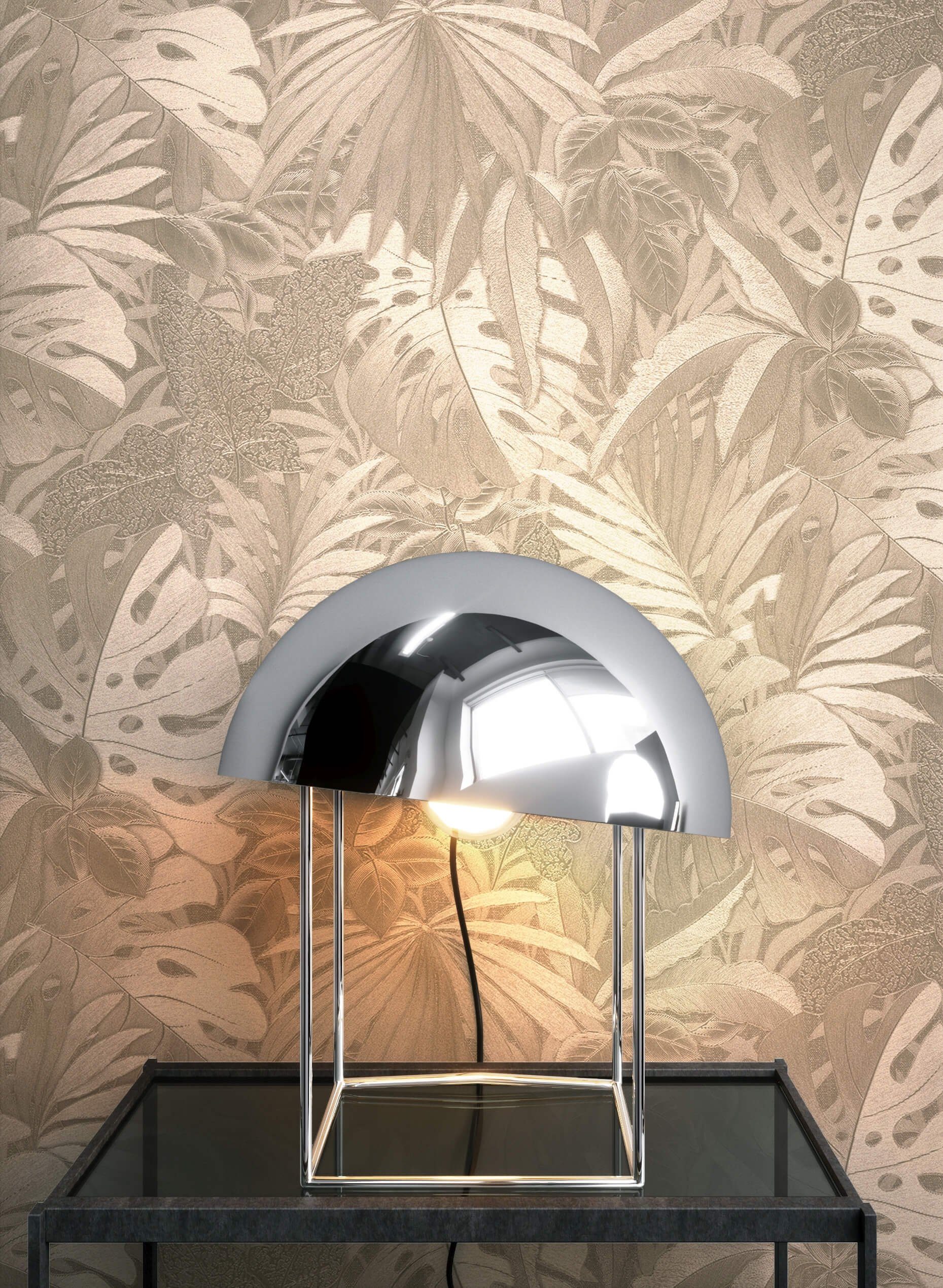 Newroom Vliestapete Okapi Tapete Dschungeltapete Glänzend,Dschungel,Blätter, Gold Tapete Tropisch Glänzend - Dschungeltapete Blätter Floral Modern Dschungel Blä – Bild 4 von 5