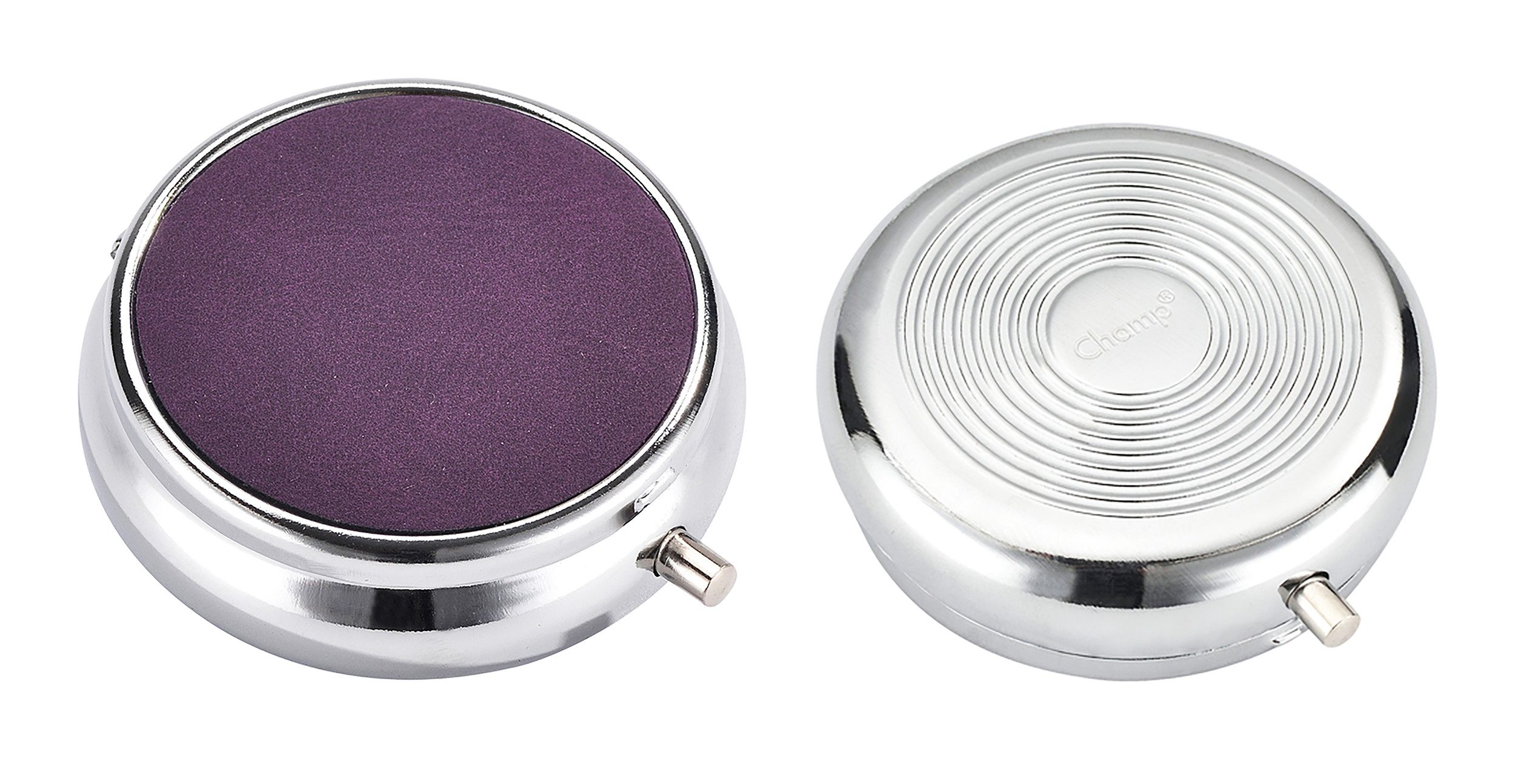 CHAMP Aschenbecher Taschen ASCHENBECHER "Leder" Ø5cm mit Deckel aus Metall 72 (Lila), rund mini mit Ablagefläche Taschenaschenbecher Reise Reiseaschenbecher
