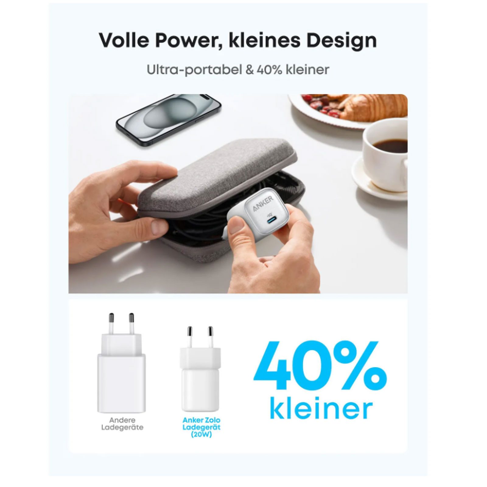 Anker A2699G21 Ladestation (Schnellladegerät für Mobilgeräte mit 20 W Leistung)