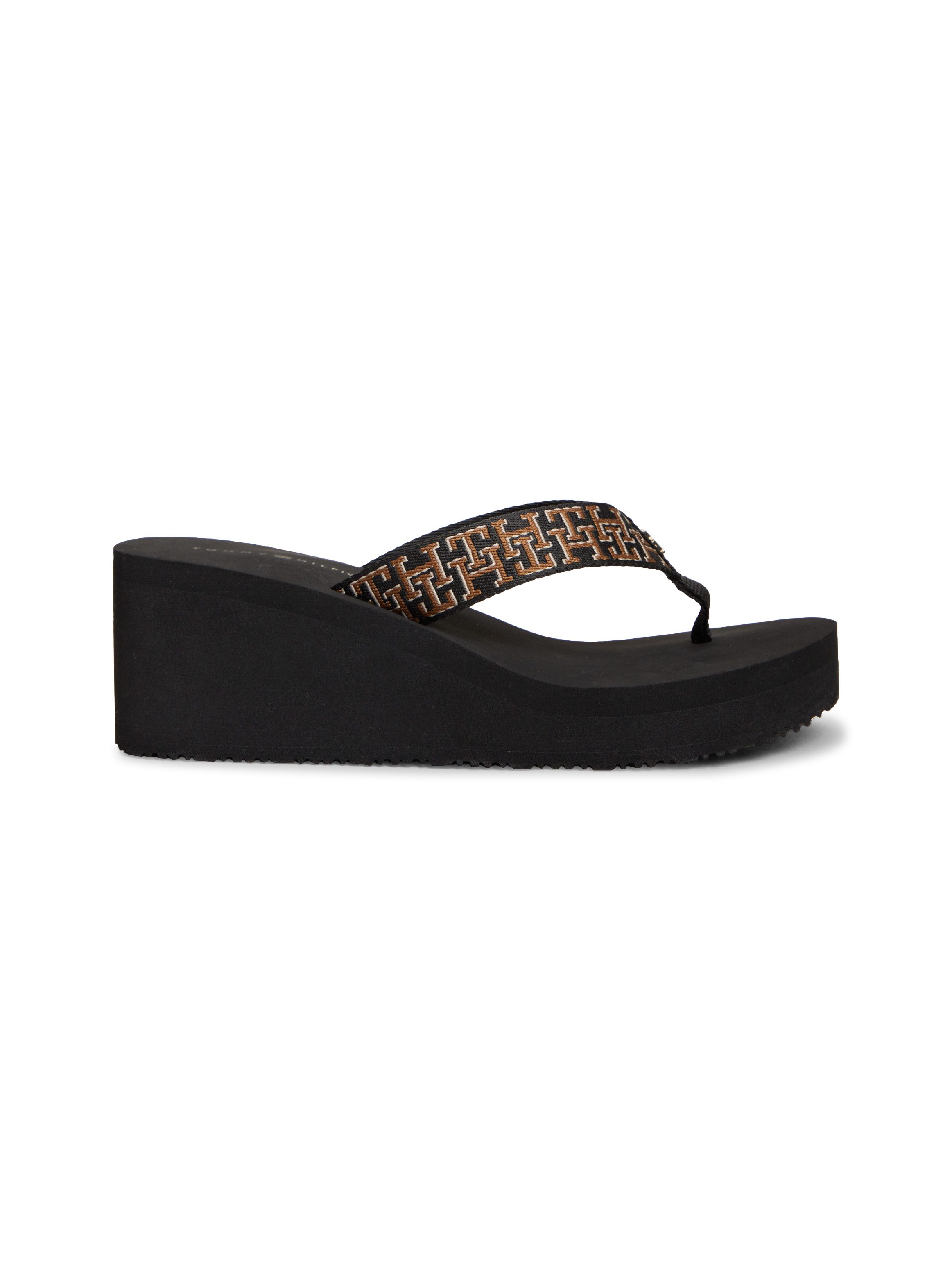 Tommy Hilfiger TH WEDGE SUMMER SANDAL MONO Zehentrenner Keilabsatz, Plateau, Dianette mit TH-Logoprint – Bild 4 von 5
