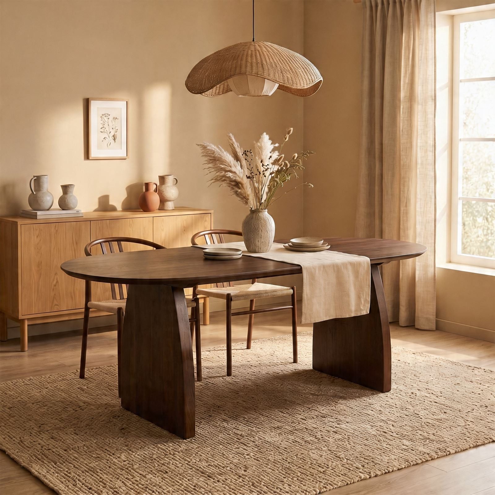 IDIMEX Esstisch AKOLA, Esszimmertisch oval 200 cm aus Mangoholz mit abgeschrägter Kante Braun