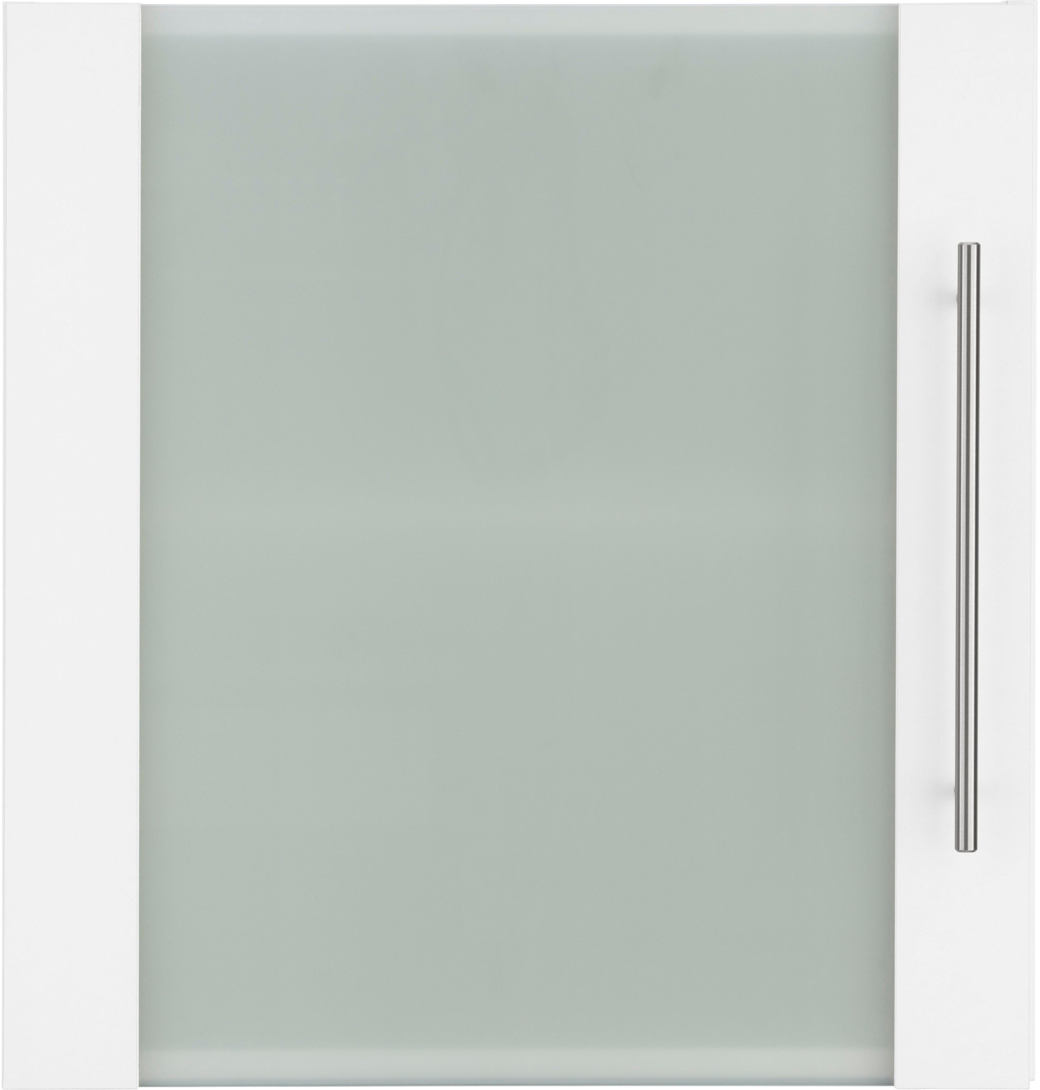 weiß/weiß Glashängeschrank Glaseinsatz Front mit Weiß Unna Küchen | wiho