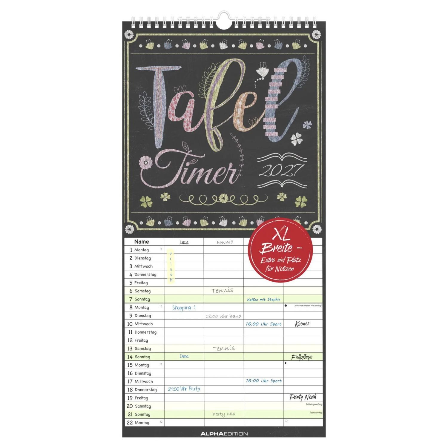 NEUMANN Wandkalender Tafel Timer - 4 Spalten 2027