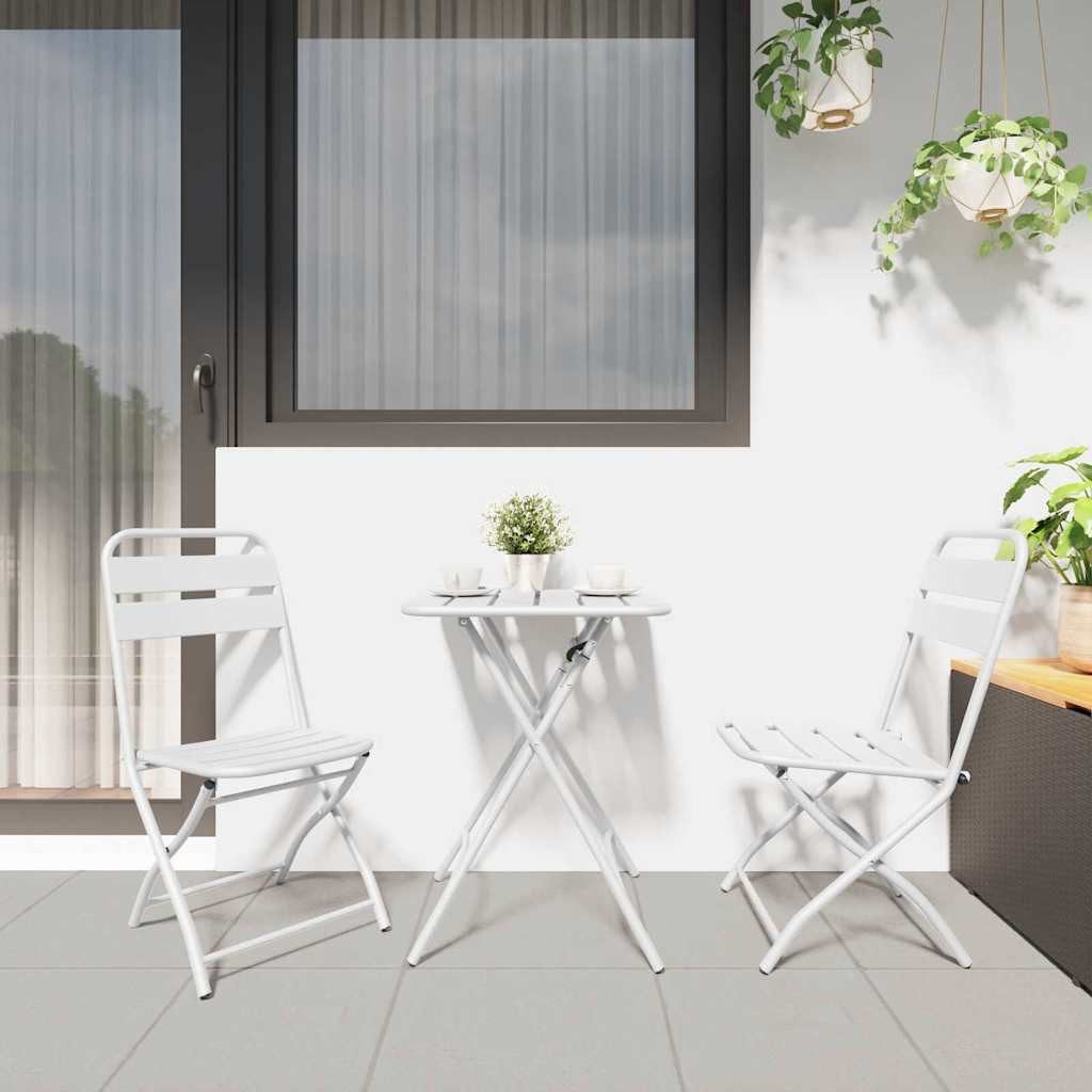 vidaXL Gartenlounge-Set Bistrogarnitur 3 stk. Weiß Stahl, (3-tlg)