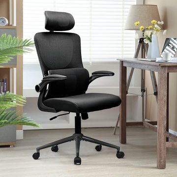 BASETBL Bürostuhl ergonomischer Schreibtischstuhl, Drehstuhl mit hoher Rückenlehne, Verstellbare Kopfstütze, Armlehnen und Rückenlehne,bis 150kg belastbar