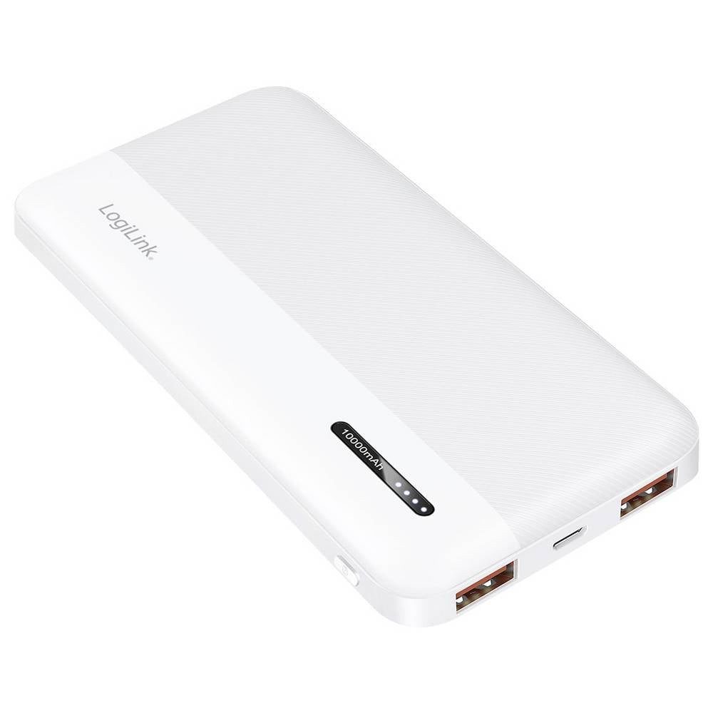 LogiLink PA0372W Powerbank 10000 mAh Fast Charge Li-Ion Weiß Statusanzeige Powerbank