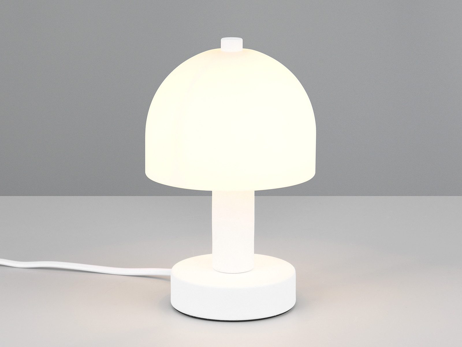 Reality Leuchten Tischleuchte, ohne Leuchtmittel, kleine Pilz-Lampe Weiß mit Lampenschirm in Pilzform aus Glas H:19cm