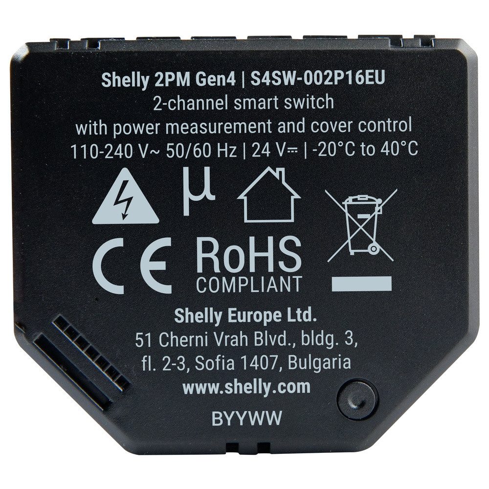 Shelly Shelly 2PM Gen4 Steuergerät Bluetooth, Wi-Fi, ZigBee Smart-Home-Zubehör